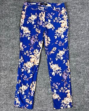 Weekend Max Mara Pants Slim Cigarette Blue Floral Stretch Womens Eight